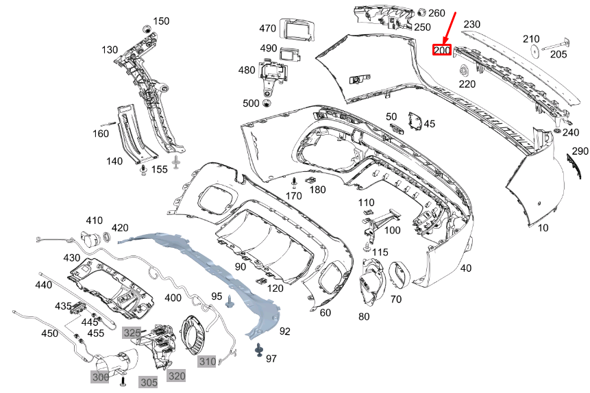 MERCEDES-BENZ GLB X247 Rear Bumper Center Basic Carrier A2478851407