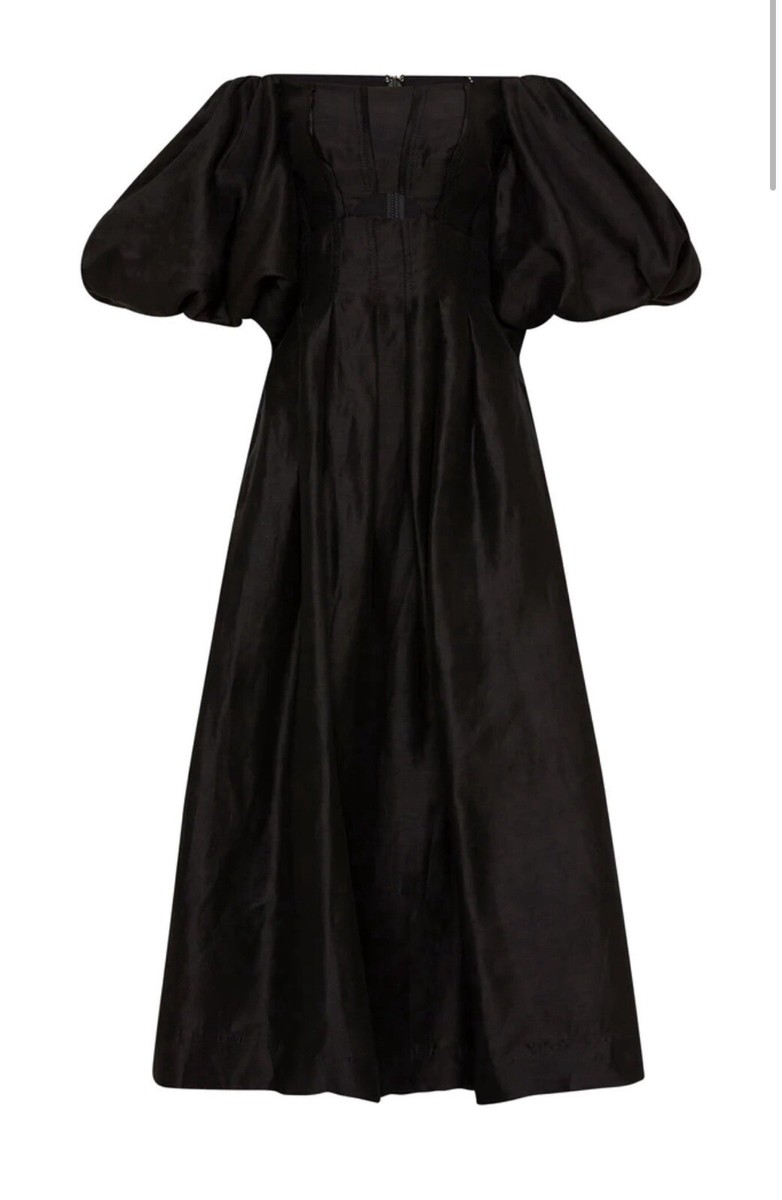 BNWT Aje Eugenie Off Shoulder Midi Dress - Black (size: AU6) | eBay  Australia