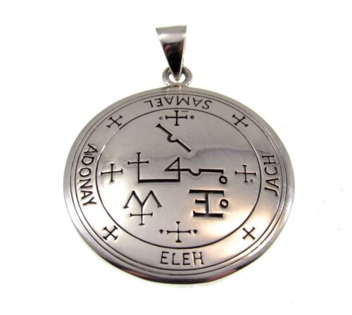 Solid 925 Sterling Silver Sigil of the Archangel Samael Seal of Solomon Pendant - Picture 1 of 5