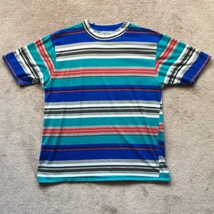 Download Vintage 90s Multi Colour Horizontal Striped T Shirt Men's ...
