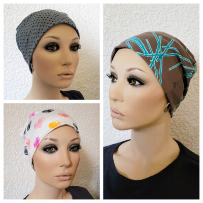 Bequeme Chemo MÜTZE Beanie Tag- und Nachtmütze Softcap Leicht CHEMOMÜTZE Bine