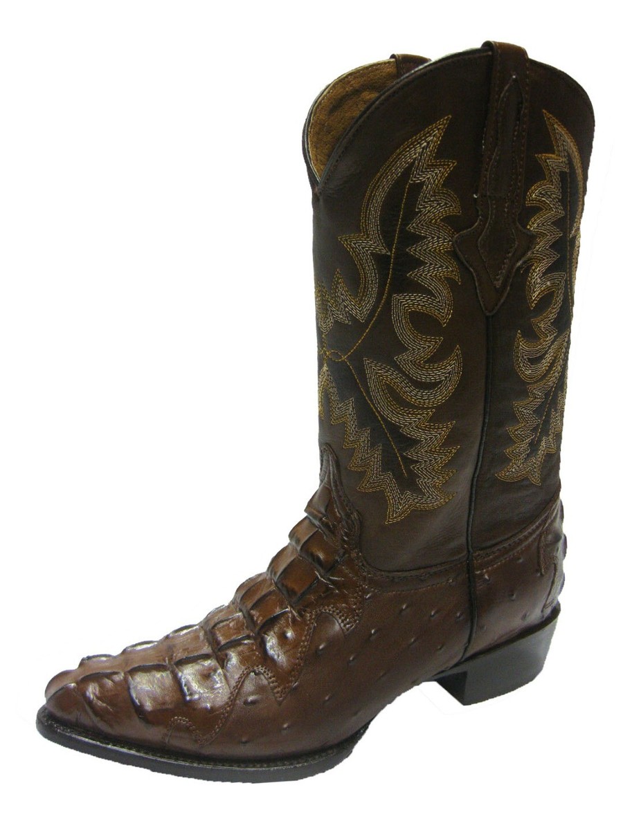 Mens Alligator, Crocodile,Ostrich, Boot Mens Western Cowboy Boots Off White Alligator Ostrich Print  main image 2