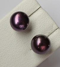 Süßwasser Zucht Perlen Ohrringe Ohrstecker Perle 925 Silber Tahiti Schwarz  8436