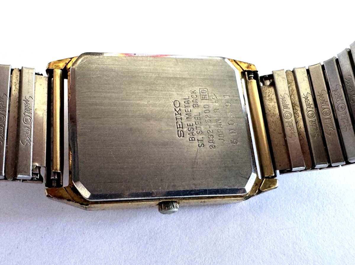 Vintage Men's Watch Seiko 2A32 5200 Quartz Date Gold Tone Flexible