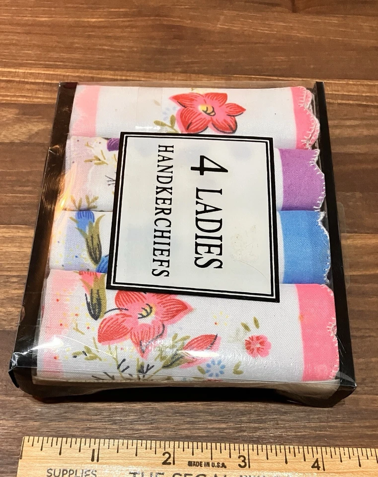 Pack de 4 pañuelos vintage florales bordados para damas Foto 3 de 4