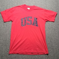 Vtg Single Stitch Y2K College Ware U-S-A L Made In USA Red T-Shirt Vintage 90s