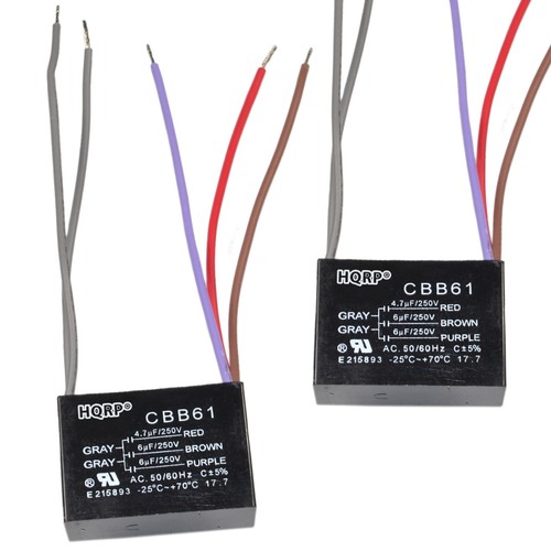 2x Motor Capacitors 4.7uf+6uf+6uf 5Wire CBB61 for Hampton Bay Ceiling