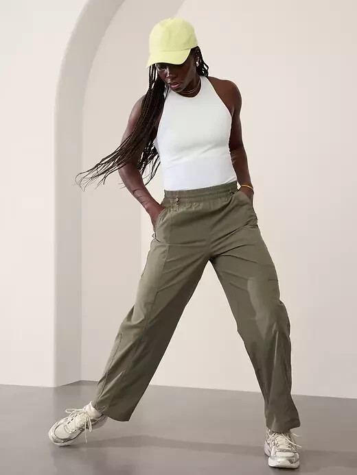 Athleta M MEDIUM Cascade Cargo Poplin Pant, Moss Green Parachute-like Pants  NEW | eBay