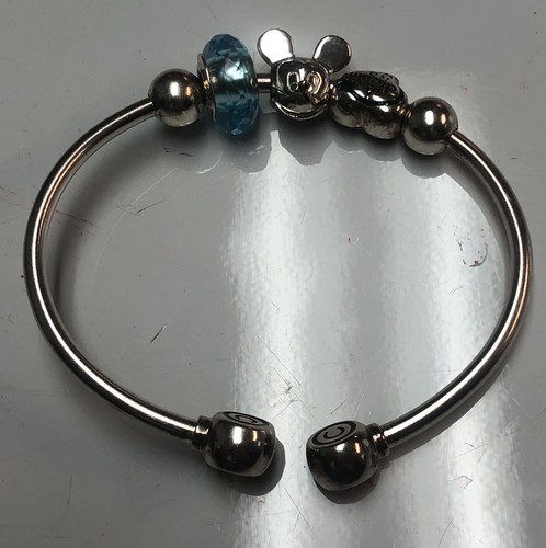 Sterling Silver Chamilia Charm Bracelet Disney Chamilia Blue Mickey Mouse Dream