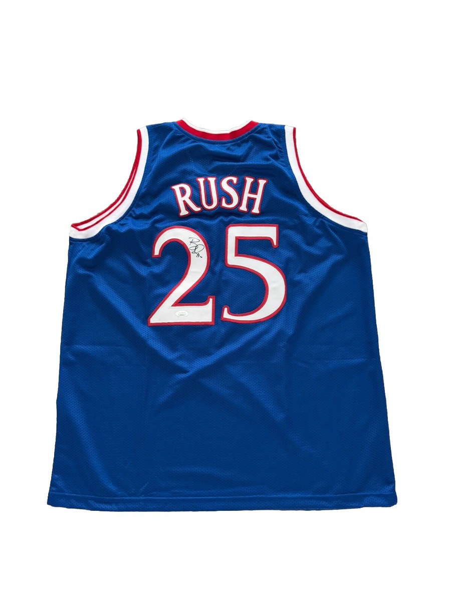Brandon Rush Signed Kansas Jayhawks (Home Blue) Jersey JSA