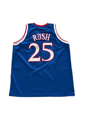 Brandon Rush Signed Kansas Jayhawks (Home Blue) Jersey JSA