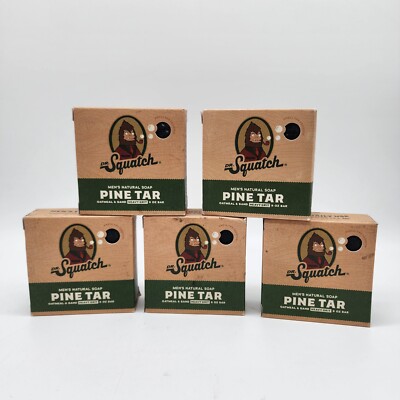 Dr. Squatch All Natural Bar Soap for Men with Heavy Grit, [5 bars] Pine Tar 5 oz