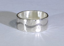 sterling ring with hand stamped pattern