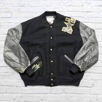 Vintage 90s Dallas Stars Varsity Jacket by DeLong Size XL Leather