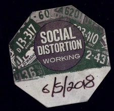 Social Distortion Concert Crew Pass Working Staff Credential Backstage 6/5/2018