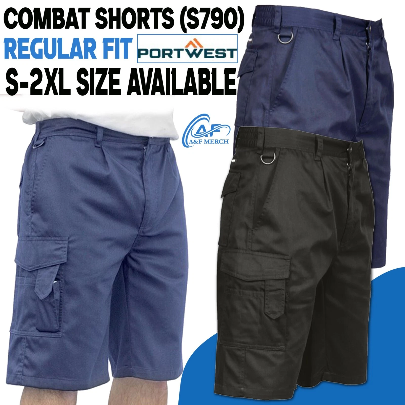 PortWest Combat Shorts Modern Regular Fit Smart Workwear Summer Causal Half Pant