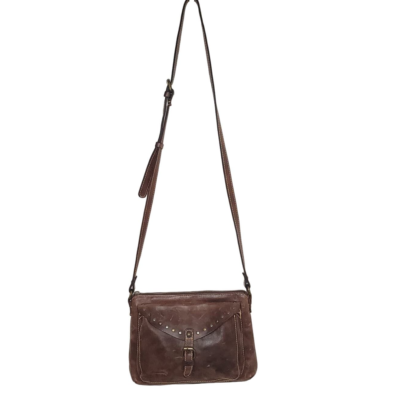 Patricia Nash brown distressed leather studded crossbody 