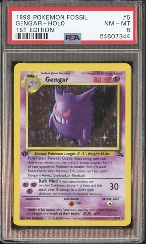 New ListingPSA 8 1999 Gengar 1st Edition Fossil Holo - AND - 2019 Charizar Holo PSA 9