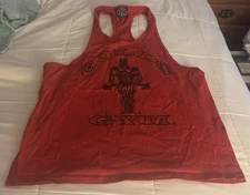 Vintage 90s Gold’s Gym Stringer Tank Top USA Made Red Men’s M Bodybuilding