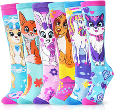 Kids Girls Knee High Socks, Novelty Boot Cotton Stockings for Child Breathable