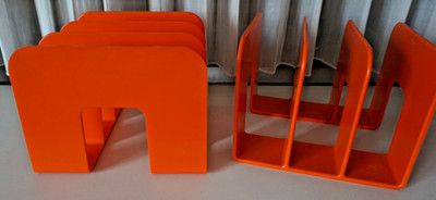 Zwei Vintage Gustavsberg Plattenständer Orange 70er Space Age Juhlin