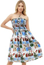 HAPPY BAY Women's Beach Summer Christmas A line Slit Mini Dresses Ruched Tube