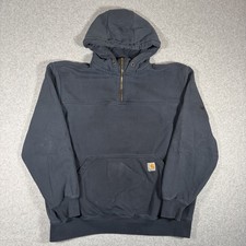 Carhartt Hoodie Mens XL Navy Rain Defender 1/4 Zip Workwear 100617 472 STAINS