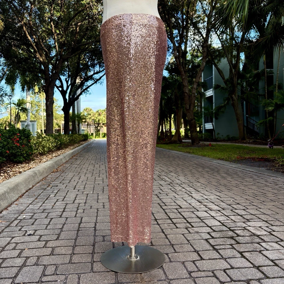Pantalones de vestir tórridos de lentejuelas doradas rosa talla 3X 22 24 rosa elástico pierna ancha Foto 4 de 4