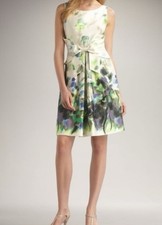 KATE SPADE NEW YORK Jillian Clotted Cream Watercolor Bow-Front Dress Size 4