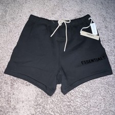 Essentials Fear of God Jet Black Sweat Shorts Drawstring Pockets Men's Casual