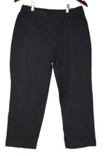 Lizsport Liz Claiborne - Black Cotton Blend Flat Front Cropped Pants - Size 12