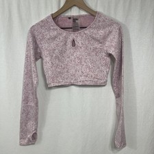 Gymshark Flex Pink Long Sleeve Crop Top Keyhole Front Sz Small