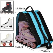 Ice/Roller Skates Storage Bag 3 Layer Zipper W/Shoulder Strap Hand Carrying Bag