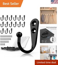 15 Pcs Black Wall Mounted Coat Hooks, Hanger Hook with 30 Pieces Screws for T...