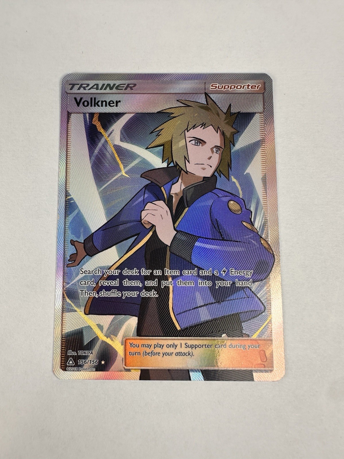 Volkner 156/156 Pokemon Ultra Prism Sun & Moon Full Art Ultra Rare Card LP