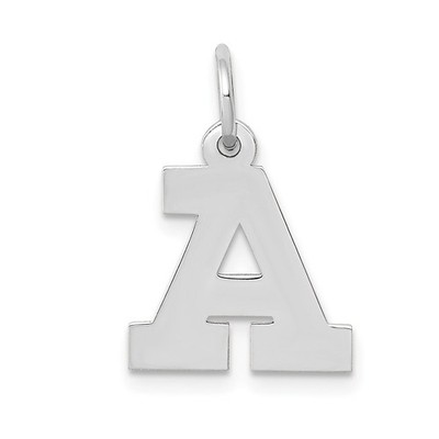 14k White Gold, Amanda Collection, Small Block Style Initial A Pendant