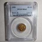 1929 $2.50 Quarter Eagle Gold Coin PCGS MS63 Philadelphia