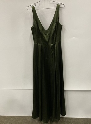 olive green satin maxi dress Alyah Satin Maxi Dress