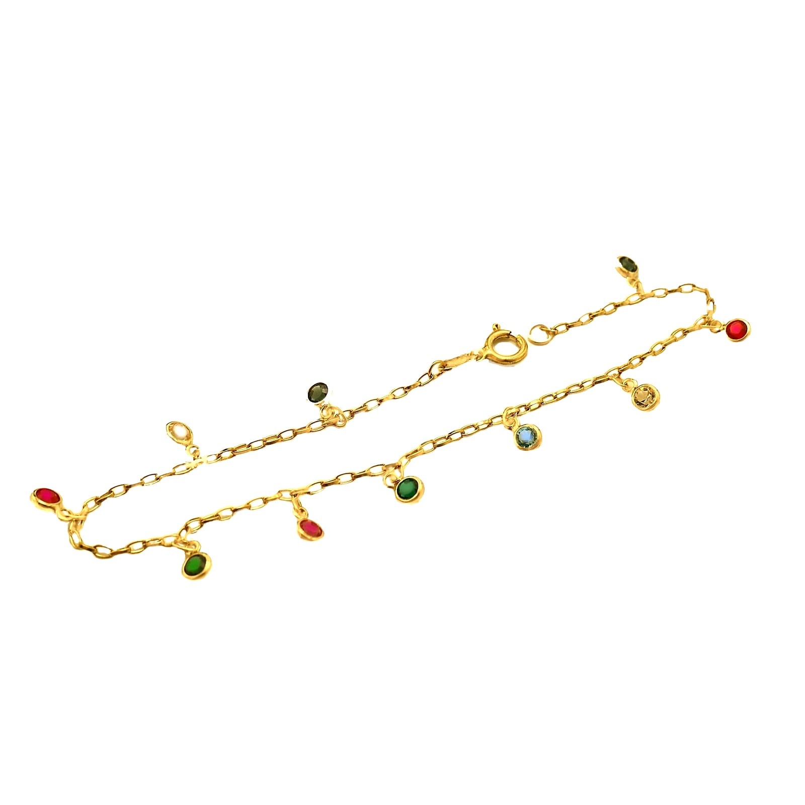 9-Inch Adjustable 14K Gold Filled Anklet with Multicolor Faceted Crystals-image