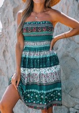 Nwt Cupshe Womens- Blue White Green Dress Medium Floral Paisley.