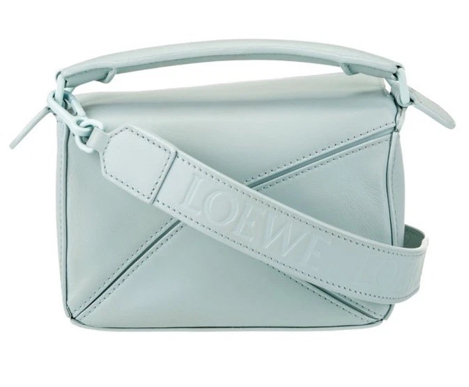 Loewe Mini Borsa Puzzle in Pelle Borsa a Tracolla a 2 Vie Acquamarina