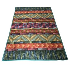 VTG Biederlack Blanket Reversible Multicolor Geometric Hippie Art Germany 73x52