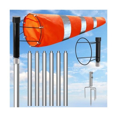 Airport Windsock Kit, 8 in x 36 in Heavy Duty Aviation Grade Wind