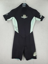 HO Sports Wetsuit Womens 6 Black Light Blue Floral Shorty Surf Diving Beach Swim
