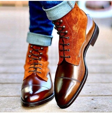 New Handmade Men's Brown Suede Leather Jodhpur Ankle High Wedding Dress Boots