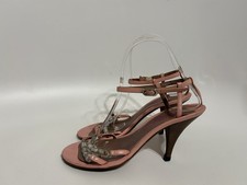 Vtg Chanel Pink Leather Sandal Heels 36