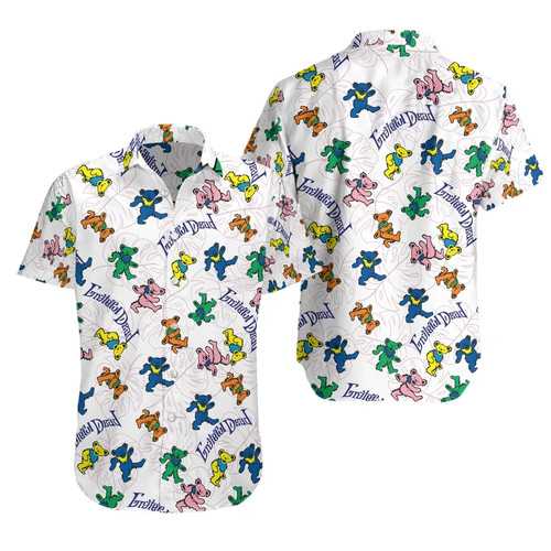 Dancing Bears White Hawaiian Shirt Vintage Rock Summer Vacation Mens Gift