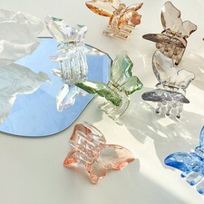 3 Piece Butterfly Grip Clips Set for Hair Styling with Transparent Finish