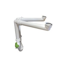 Siphon déporté Ø 40mm 1/4 pour évier 2 bacs