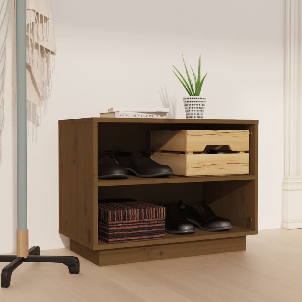Scarpiera Rustica 60x34x45 cm in Legno Massello di Pino - Ambra